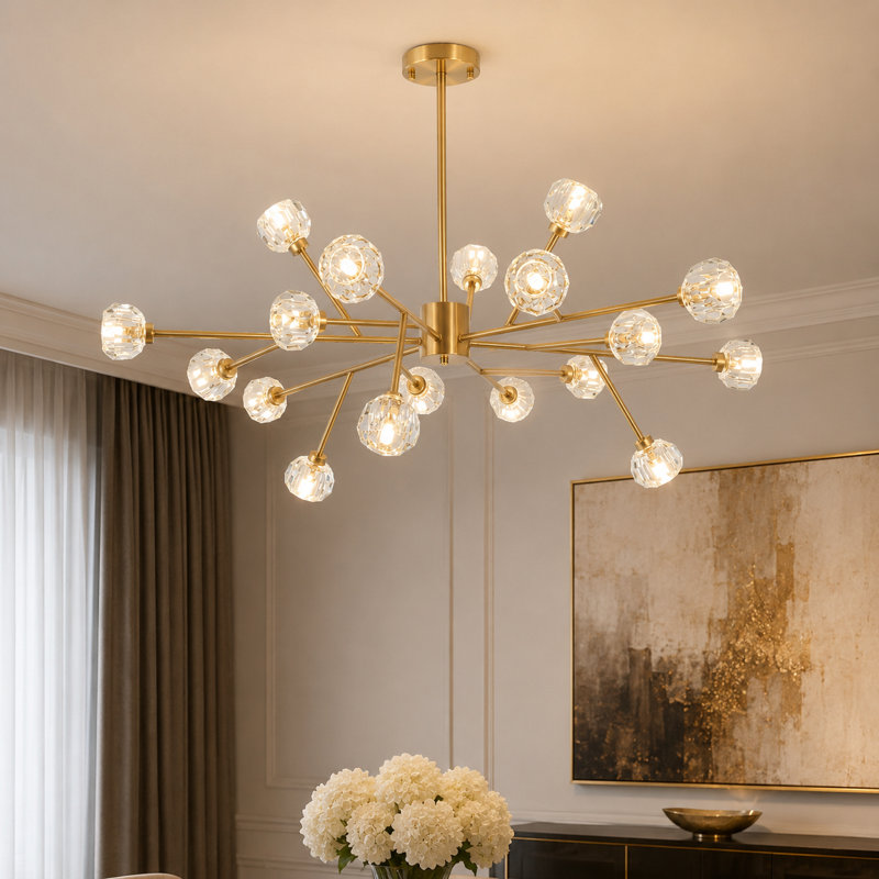 Everly Quinn Unique 18 - Light Modern Sputnik Chandelier with LED